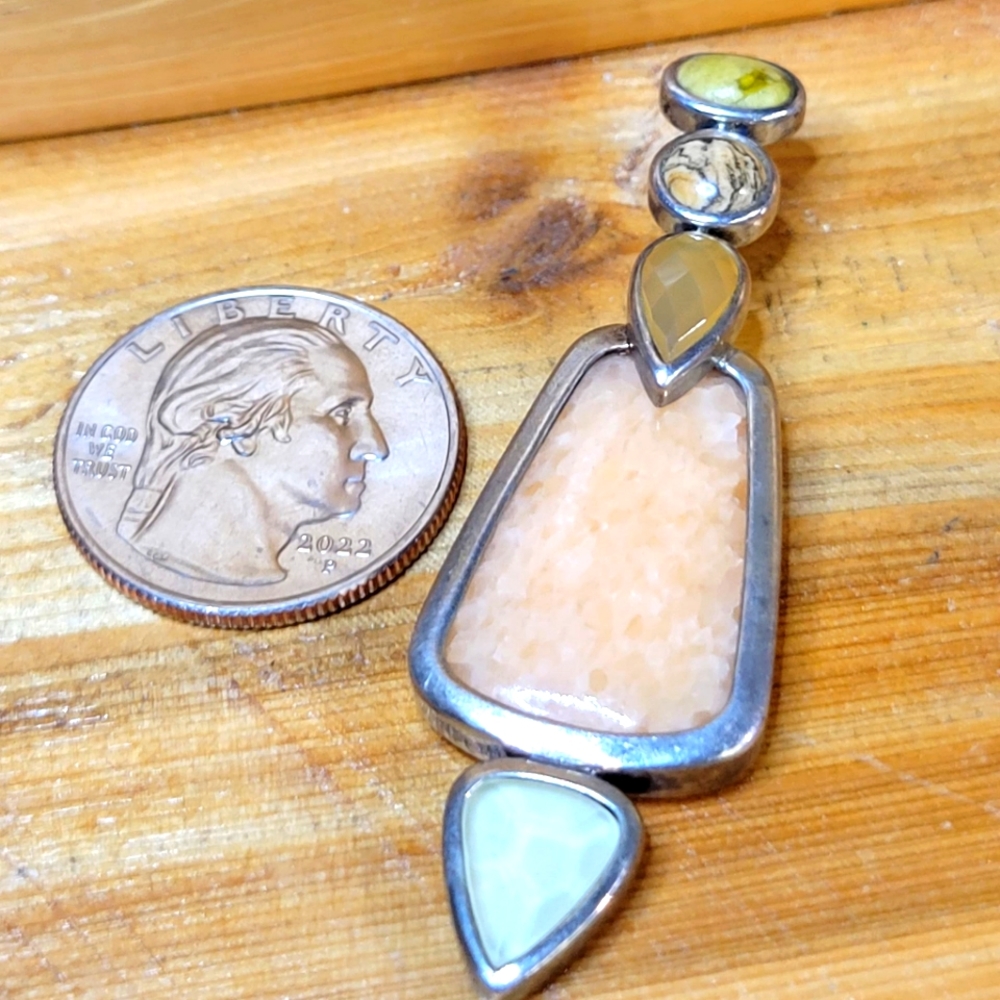 Handmade Whitney Kelly Artisan Sterling Silver with Multi Gemstones Pendant